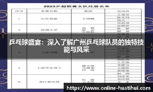 乒乓球盛宴：深入了解广州乒乓球队员的独特技能与风采